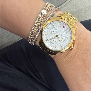 Michele Gold Watch with Silver Accents
